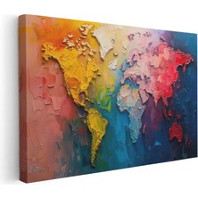 Artarilion Kanvas Yatay Duvar Tablosu Kanvas Renkli Dunya Haritasi Ev Ofis Salon Modern Duvar Tablosu