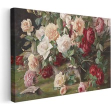 Artarilion Kanvas Yatay Duvar Tablosu Kanvas Kirmizi Beyaz Guller Ev Ofis Salon Modern Duvar Tablosu