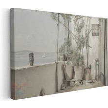 Artarilion Kanvas Yatay Duvar Tablosu Kanvas Vintage Balkon Manzarasi Ev Ofis Salon Modern Duvar Tablosu