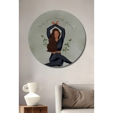 Teona Ahşap Yoga Yapan Kadın Dekoratif Ahşap Mdf Ev/işyeri Duvar Tablo Yuvarlak Ev/işyeri Duvar Tablo