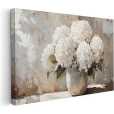 Artarilion Kanvas Yatay Duvar Tablosu Kanvas Vazoda Beyaz Cicekler Ev Ofis Salon Modern Duvar Tablosu
