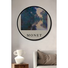 Teona Ahşap Çerçeve Görünümlü Monet Sanatı Dekoratif Ahşap Mdf Işyeri Duvar Tablo Yuvarlak Işyeri Duvar Tablo