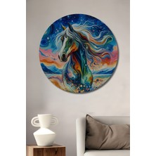 Teona Ahşap Renklerin Dansı Dekoratif Ahşap Mdf Ev/işyeri Duvar Tablo Yuvarlak Ev/işyeri Duvar Tablo