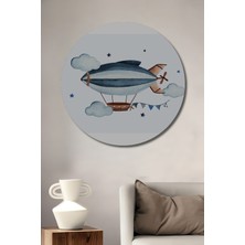 Teona Ahşap Zeplin Bulutlar Ahşap Mdf Dekoratif Ev/işyeri Duvar Tablo Yuvarlak Ev/işyeri Duvar Tablo