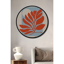 Teona Ahşap Çerçeve Görünümlü Soyut Yaprak Motifli Dekoratif Ahşap Mdf Ev Duvar Tablo Yuvarlak Ev Duvar Tablo