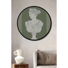 Teona Ahşap Çerçeve Görünümlü Mitolojik Tanrıça Dekoratif Ahşap Mdf Ev Duvar Tablo Yuvarlak Ev Duvar Tablo