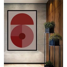 Teona Ahşap Çerçeve Görünümlü Kırmızı Geometrik Dekoratif Ahşap Mdf Ev Duvar Tablo Dikdörtgen Ev Duvar Tablo