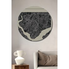 Teona Ahşap Istanbul Harita Ahşap Mdf Dekoratif Ev/işyeri Duvar Tablo Yuvarlak Ev/işyeri Duvar Tablo