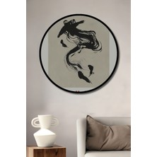 Teona Ahşap Çerçeve Görünümlü Hein Stili Abstrakt Dekoratif Ahşap Mdf Ev Duvar Tablo Yuvarlak Ev Duvar Tablo