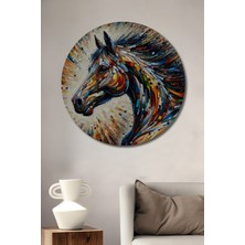 Teona Ahşap Renkli Soyut At Ahşap Mdf Dekoratif Ev/işyeri Duvar Tablo Yuvarlak Ev/işyeri Duvar Tablo