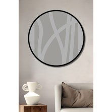 Teona Ahşap Çerçeve Görünümlü Soyut Çizgisel Sanat Dekoratif Ahşap Mdf Ev Duvar Tablo Yuvarlak Ev Duvar Tablo