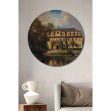 Teona Ahşap Tarihi Konak Manzarası Dekoratif Ahşap Mdf Ev/işyeri Duvar Tablo Yuvarlak Ev/işyeri Duvar Tablo