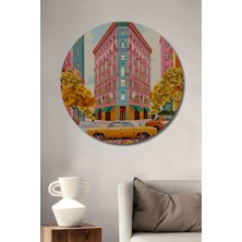 Teona Ahşap Renkli Sokaklar Ahşap Mdf Dekoratif Ev/işyeri Duvar Tablo Yuvarlak Ev/işyeri Duvar Tablo