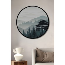 Teona Ahşap Çerçeve Görünümlü Doğa Içinde Huzurlu Ahşap Mdf Dekoratif Ev Duvar Tablo Yuvarlak Ev Duvar Tablo