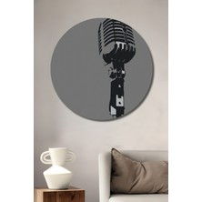 Teona Ahşap Vintage Mikrofon Dekoratif Ahşap Mdf Ev/işyeri Duvar Tablo Yuvarlak Ev/işyeri Duvar Tablo