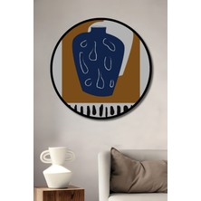 Teona Ahşap Çerçeve Görünümlü Soyut Vazolar Ahşap Mdf Dekoratif Ev Duvar Tablo Yuvarlak Ev Duvar Tablo