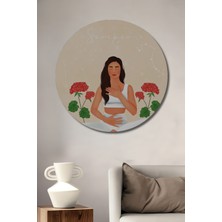 Teona Ahşap Meditasyon Yapan Kadın Temalı Dekoratif Ahşap Mdf Tablo Yuvarlak Tablo
