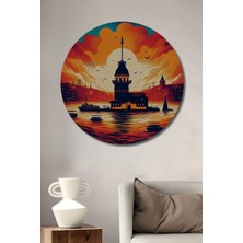 Teona Ahşap Kız Kulesi Rüya Manzarası Dekoratif Ahşap Mdf Ev/işyeri Duvar Tablo Yuvarlak Ev/işyeri Duvar Tablo
