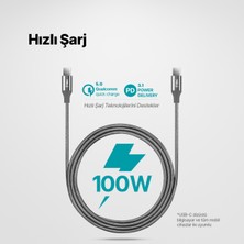 Ttec Alumicable Usb-C - Usb-C 150CM 100W Pd/qc Hızlı Şarj/iphone 15/15PRO/16/16PRO/16 Pro Max Uyumlu