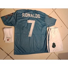 Legent Lady Real Madrid 2017/18 Ronaldo 7 Turkuaz Çocuk Futbol Forma 3 Lü Set. Forma+Şort+Çorap