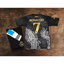 Legent Lady 'real'madrid' Ronaldo Cr7 Siyah Dragon Çocuk Futbol Forması 3'lü Takım (Mor)