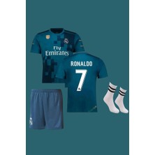 Legent Lady 'real'madrid' Cristiano Ronaldo Cr7 Turkuaz Röveşata Özel Tasarım Çocuk Futbol Forması 3'lü Takım