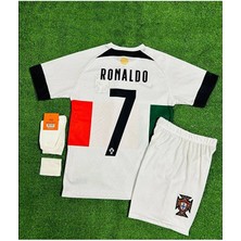 Legent Lady Portekiz Milli Takımı 2022 Dünya Kupası Ronaldo Beyaz Çocuk Forması 4'lü Set