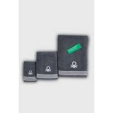 Benetton Home Banyo Havlu El Yüz Vücut Koyu Gri %100 Pamuk 3 Lü Set 70X140 cm 50X90 cm 30X50 cm