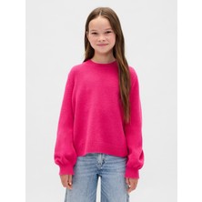 Gap Kız Çocuk Pembe Cashsoft Bisiklet Yaka Kazak