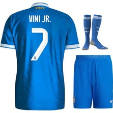 Legent Lady Real/madrid 2025/26 Vini Jr //7 Alternatif 3. Mavi Çocuk Forması 4 Lü Set