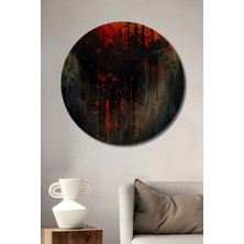 Teona Ahşap Ateşli Kızıl Ay Ahşap Mdf Dekoratif Ev/işyeri Duvar Tablo Yuvarlak Ev/işyeri Duvar Tablo