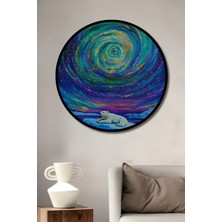 Teona Ahşap Çerçeve Görünümlü Kutup Işıltısı Dekoratif Ahşap Mdf Ev Duvar Tablo Yuvarlak Ev Duvar Tablo