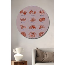 Teona Ahşap Lezzetli Makarna Rehberi Ahşap Mdf Dekoratif Ev/işyeri Duvar Tablo Yuvarlak Ev/işyeri Duvar Tablo