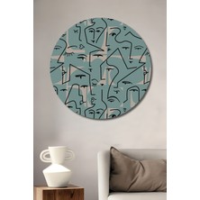 Teona Ahşap Abstrakt Çizgi Yüzler Dekoratif Ahşap Mdf Ev/işyeri Duvar Tablo Yuvarlak Ev/işyeri Duvar Tablo