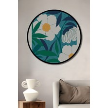 Teona Ahşap Çerçeve Görünümlü Madrid Çiçek Pazarı Dekoratif Ahşap Mdf Ev Duvar Tablo Yuvarlak Ev Duvar Tablo