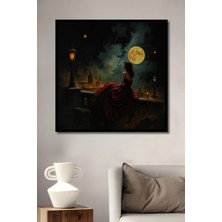 Teona Ahşap Çerçeve Görünümlü Ayışığında Büyüleyici Gece Ahşap Mdf Dekoratif Tablo Dikdörtgen Tablo