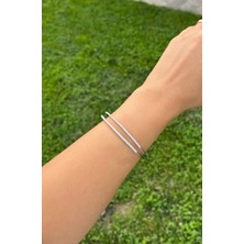 Nunu Takı Gümüş Renkli Taşlı Kelepçe