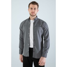 A02Teks Yxc Erkek Gömlek Slim Fit Cepsiz Kot Gömlek