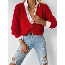 Rengastyle Kadın Düğme Detay Triko Hırka