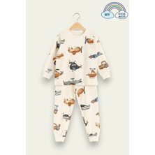 My Kids Wear Çocuk Pamuklu Desenli Ikili Pijama Takımı 4-8 Yaş 12234