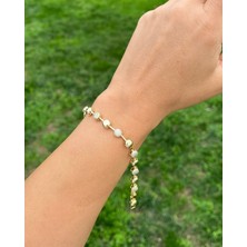 Nunu Takı 14K Örüntü Taşlı Daire Bileklik