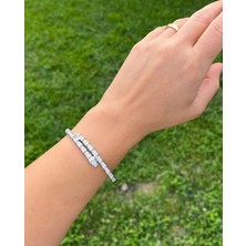 Nunu Takı Gümüş Renkli Taşlı Kelepçe