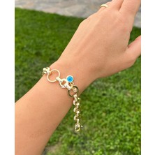 Nunu Takı Nazar Boncuğu ve Taşlı Halka Bileklik