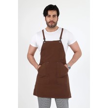 Barista Askılı Önlük Kanguru Cepli - Kahve