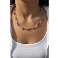 Nunu Takı Zirkon Renkli Taşlı Gema Kolye