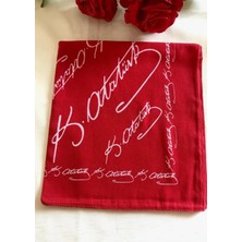İnderin Atatürk Imzalı Büyük Boy  Kırmızı Renk Unisex  %100 Cotton Bandana Fular
