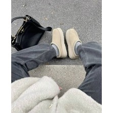 Globalux Women's Ugg Tazz Iı Platform Bej Kadın Terlik - Yünlü - Bot - Kum Beji - Ugg Platform