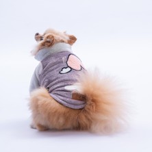 Pawstar Gri Verona Ceket Gri Kalp Desenli Yumuşak Çıtçıtlı Kedi Köpek Ceketi Kedi Köpek Kıyafeti Kedi Köpek Elbisesi
