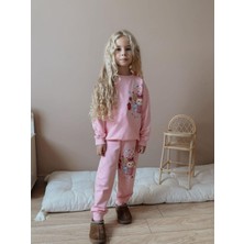 Cg Kids Labubu 2 Iplik Kız Çocuk Alt Üst Süper Tarz Takım Sırt Baskılı