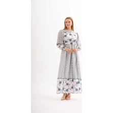 Nissra Eteği Sulu Çiçek Desen Saten Elbise